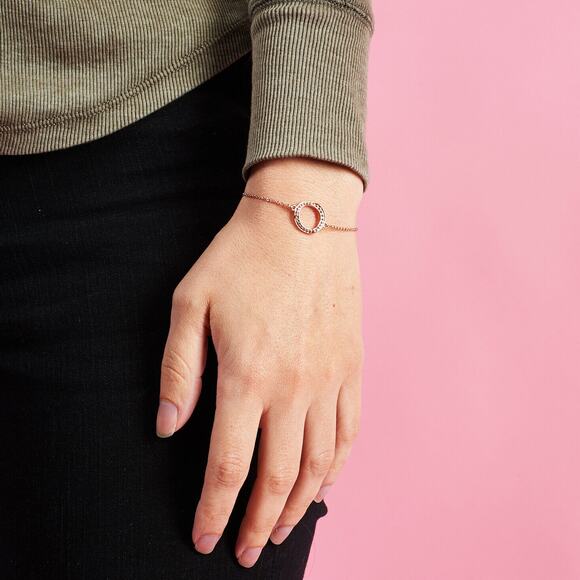 Adore Jewelry Organic Circle Bracelet Rose Gold Swarovski Crystal - Picture 6 of 7